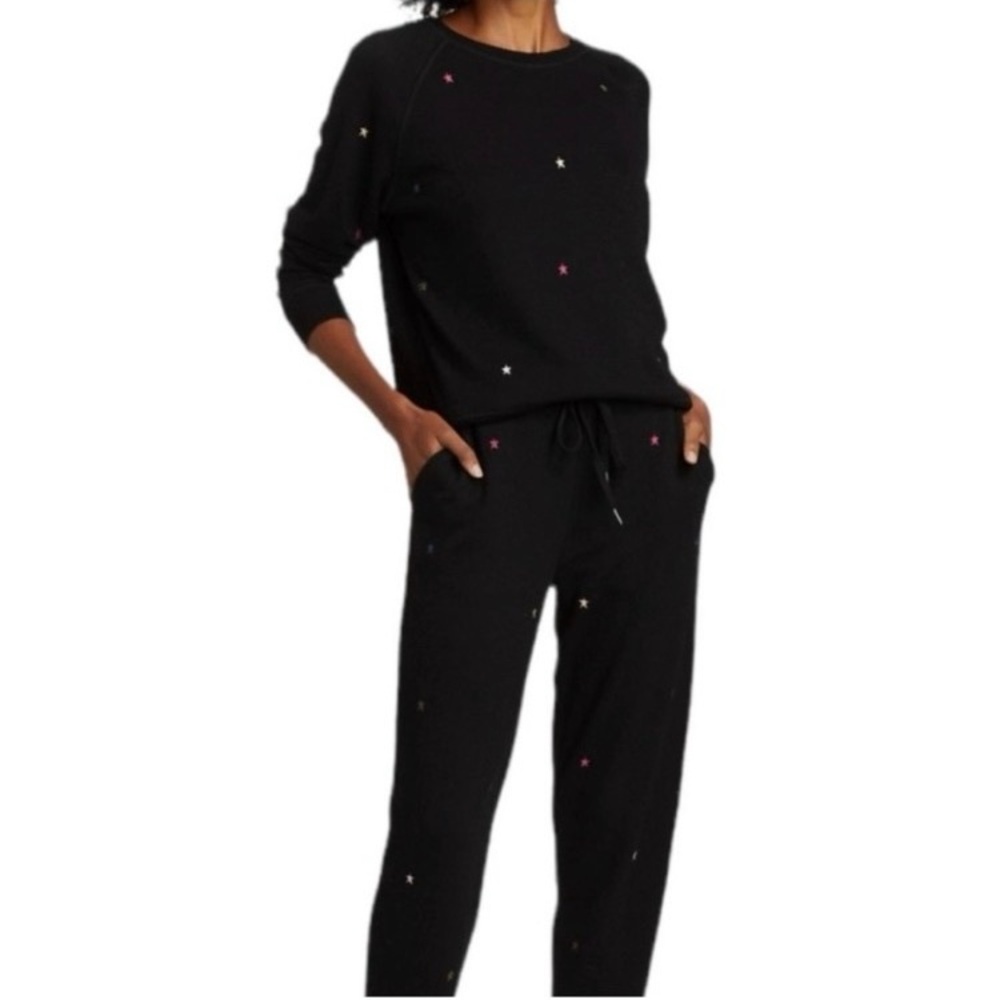 RAILS JET BLACK STAR EMBROIDERED THEO CREWNECK TOP OAKLAND JOGGER SWEATSUIT SET